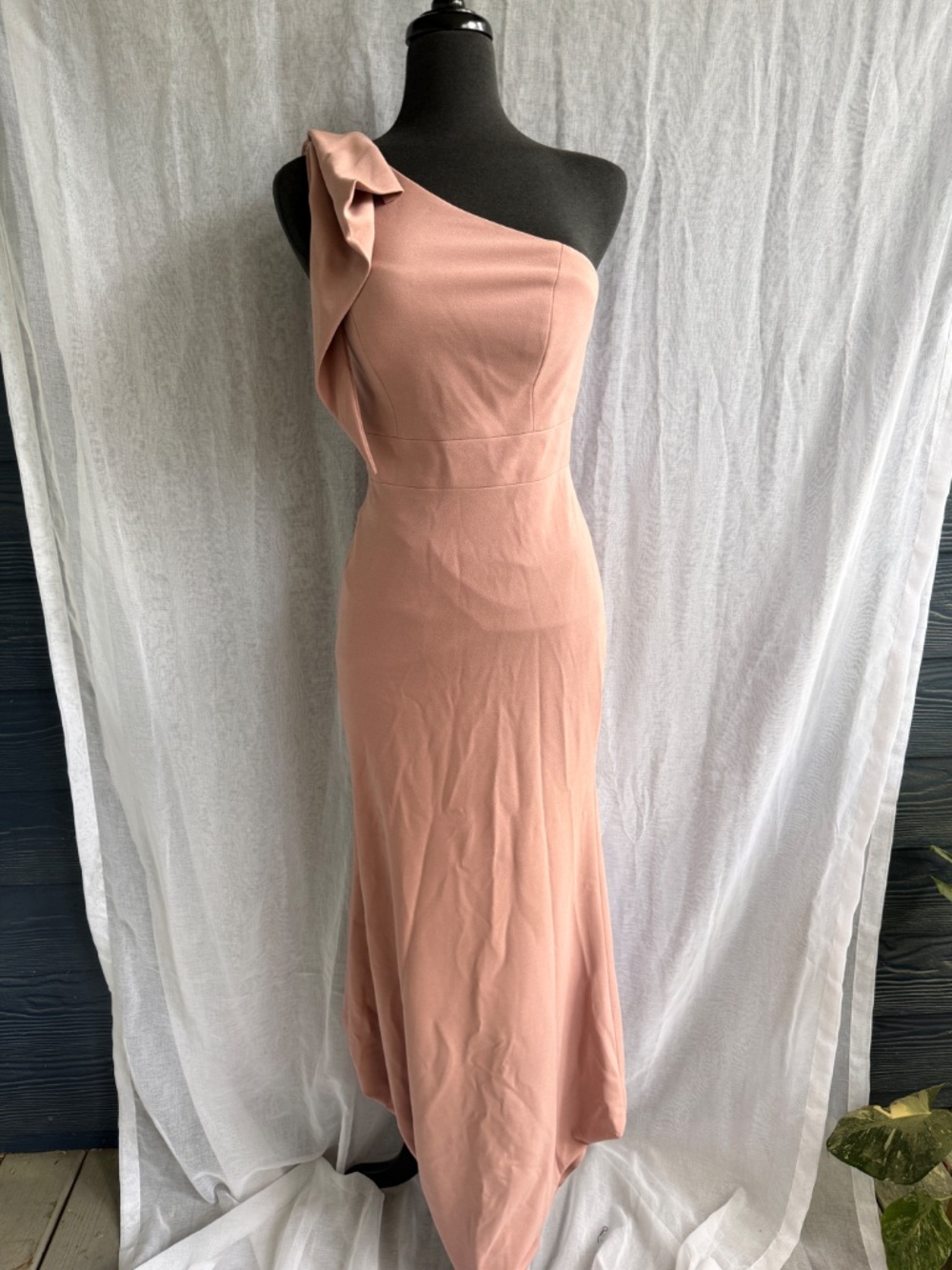 Azazie Rinna Dusty Rose Mermaid Gown | C | One Shoulder Formal Dress | Bridesmai - Picture 3 of 7